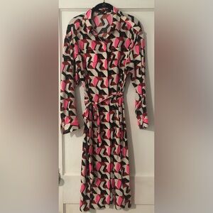 Express retro inspired geometric print dress - large